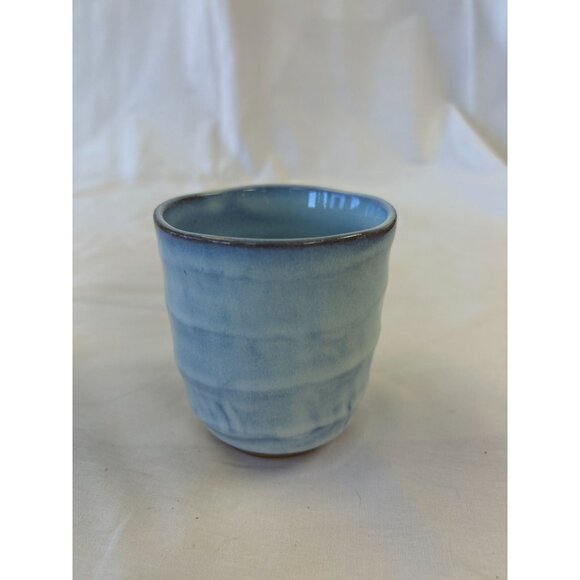 Handcrafted Blue Ceramic Japanese Tea Cup 3.5" Tall - Picture 1 of 2
